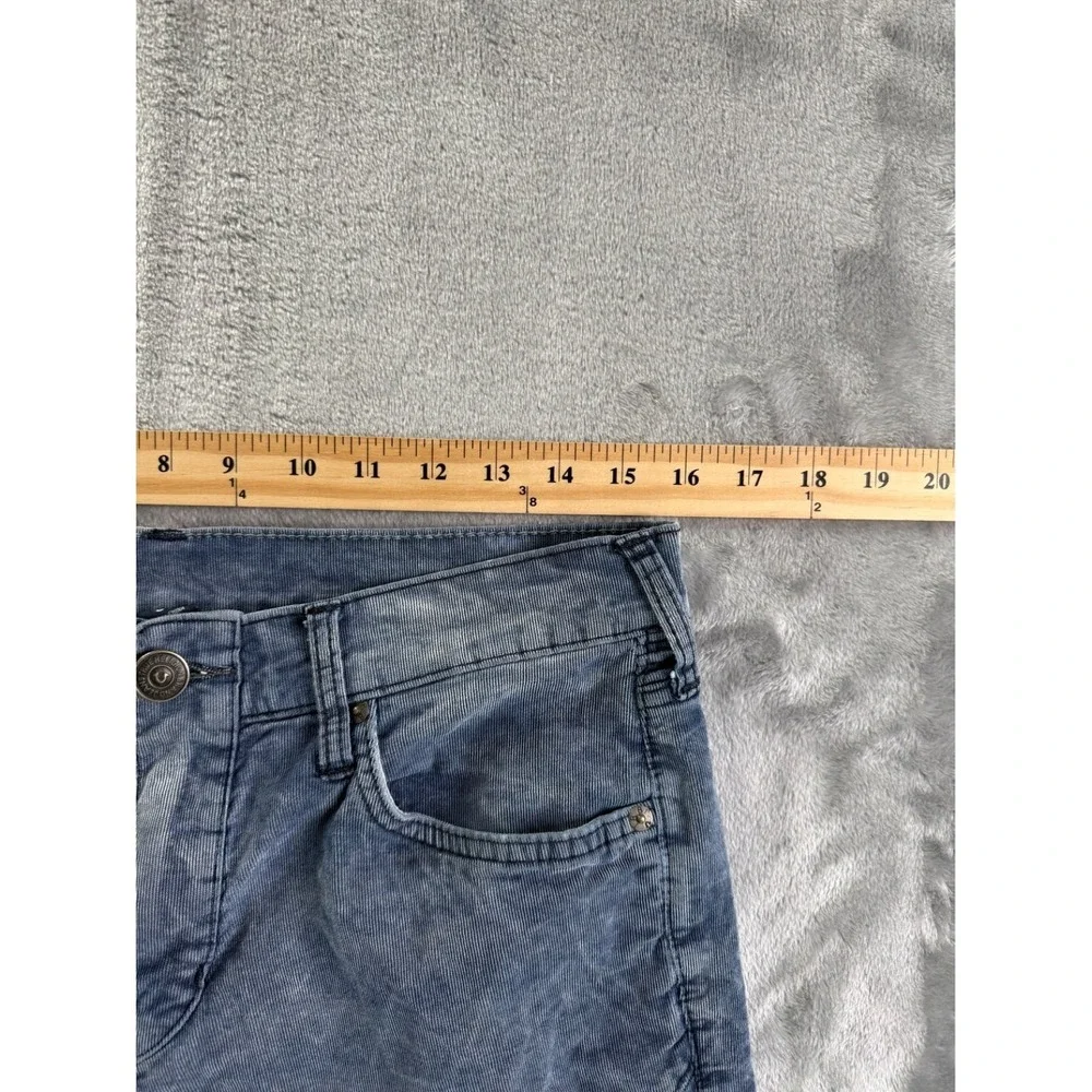 EU 31 True Religion Geno Relaxed Slim Moto Corduroy Pants Blue Acid Wash Men's